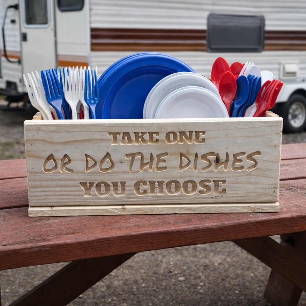 Wooden Utensil & Plate Caddy - Hamdmade